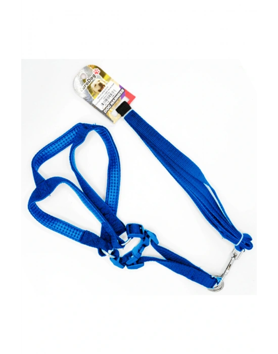 Euro Dog Köpek Uzatma Tasması ve Göğüs Tasması Takımı Mavi 15 Mm 120 Cm