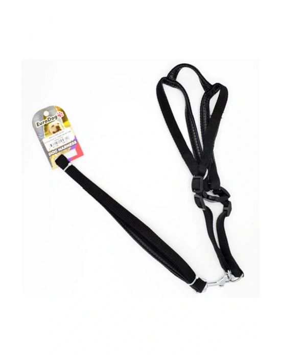 Euro Dog Köpek Uzatma Tasması ve Göğüs Tasması Takımı Siyah 25 Mm 120 Cm