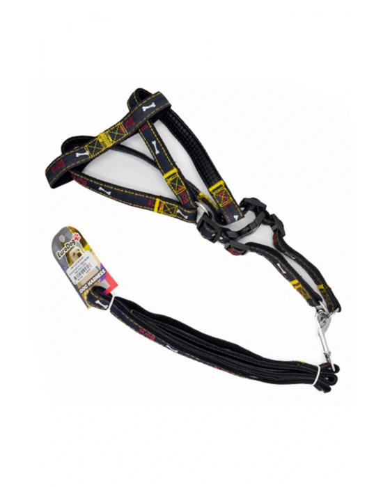 Euro Dog Köpek Uzatma Tasması ve Göğüs Tasması Takımı Siyah 25 Mm 120 Cm