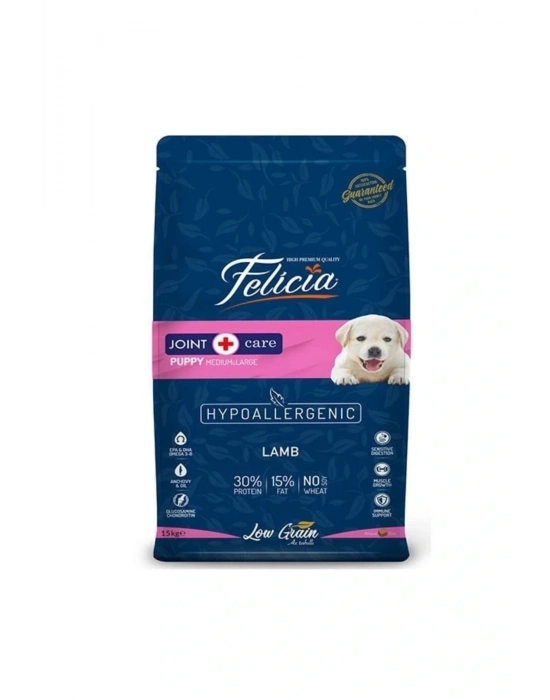 Felicia Düşük Tahıllı Hipoalerjenik Kuzu Etli Orta Ve Büyük Irk Yavru Köpek Maması 15 Kg