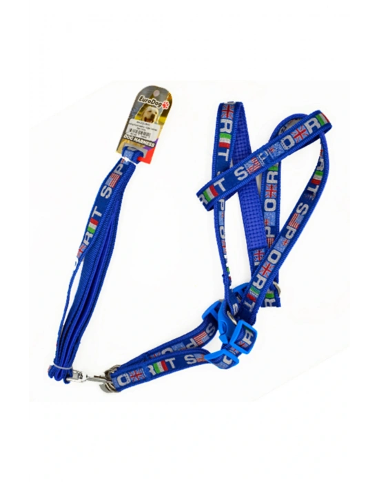 Euro Dog Köpek Uzatma Tasması ve Göğüs Tasması Takımı Mavi/Beyaz 20 Mm 120 Cm