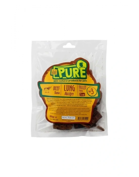 Kurutulmuş Fileto Dana Akciğer Köpek Ödül Maması 5 Cm 100 Gr