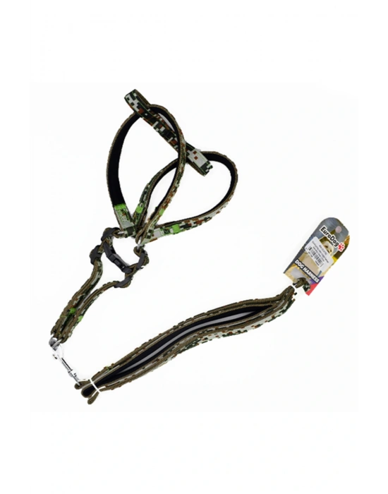 Euro Dog Köpek Uzatma Tasması ve Göğüs Tasması Takımı Kamuflaj 15 Mm 120 Cm