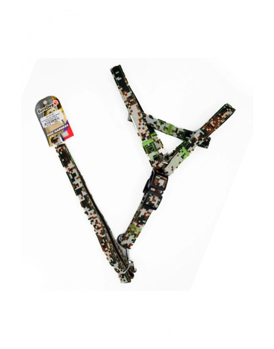 Euro Dog Köpek Uzatma Tasması ve Göğüs Tasması Takımı Kamuflaj 15 Mm 120 Cm