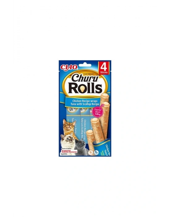Sticks Tavuk Sargılı Ton Balıklı ve Deniz Taraklı Kedi Ödül Maması 4 X 10 gr