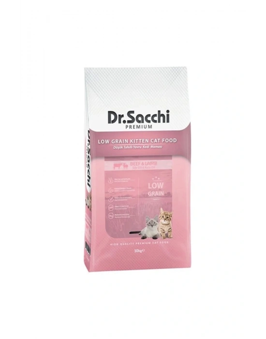 Dr.Sacchi Premium Düşük Tahıllı Sığır Ve Kuzu Etli Yavru Kedi Maması 10 Kg