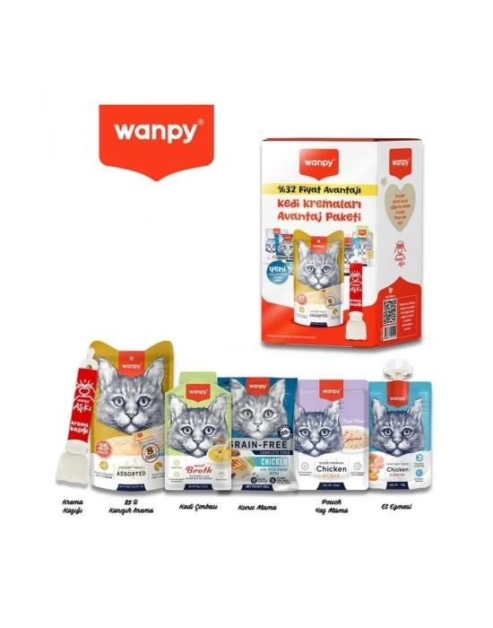 Wanpy Karışık Lezzetler Avantaj Paketi Sıvı Kedi Ödül Maması Karışık 5 Adet