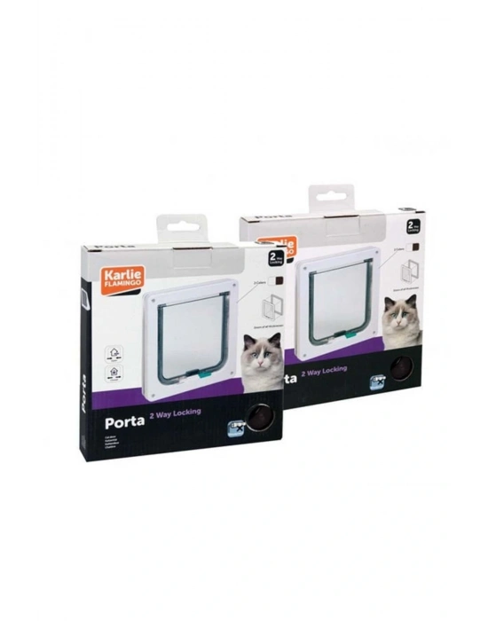 Karlie 2 Yönlü Kilitli İnce Kedi Kapısı Kahverengi 19.2X20 Cm