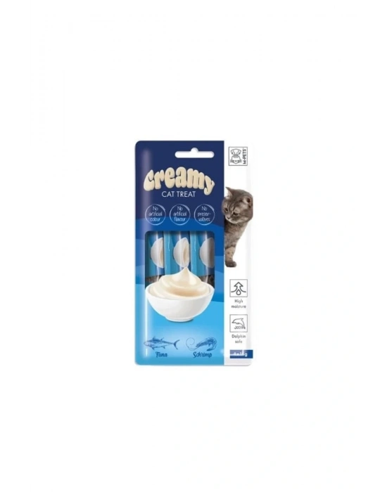 M-Pets Creamy Ton Balıklı Ve Karidesli Sıvı Kedi Ödülü 15 Gr 4 Adet