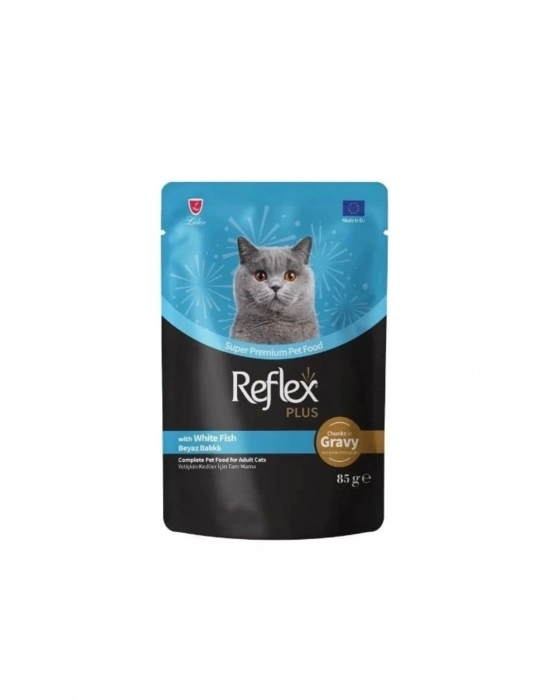 Plus Sos İçinde Beyaz Balıklı Pouch Yetişkin Konserve Maması 85 Gr