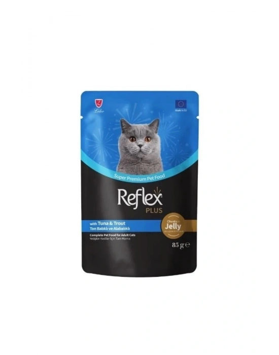 Plus Jöle İçinde Ton Balıklı Ve Alabalıklı Pouch Yetişkin Konserve Maması 85 Gr