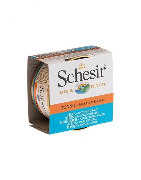Schesir Broth Naturel Sauce Çipura Ve Ton Balıklı Yetişkin Konserve Kedi Maması 70 Gr