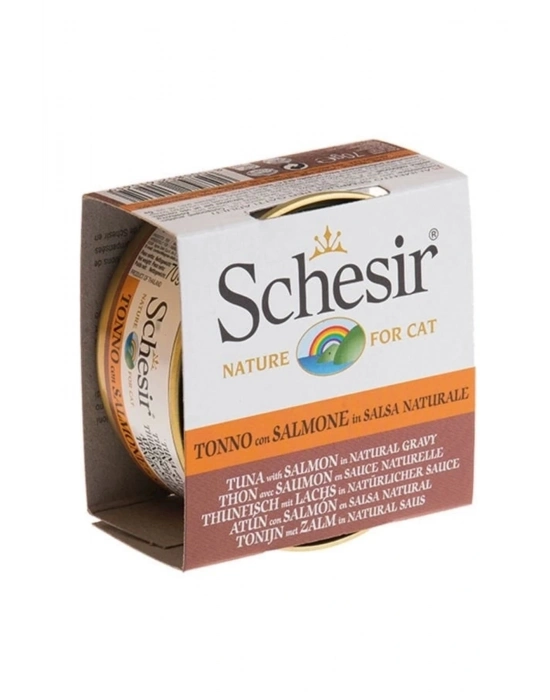 Schesir Ton Balık Ve Somonlu Naturel Konserve Kedi Maması 70 Gr