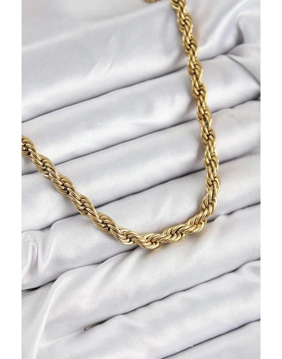 Bfs 316L Çelik Burgu Model Gold Renk Kadın Kolye