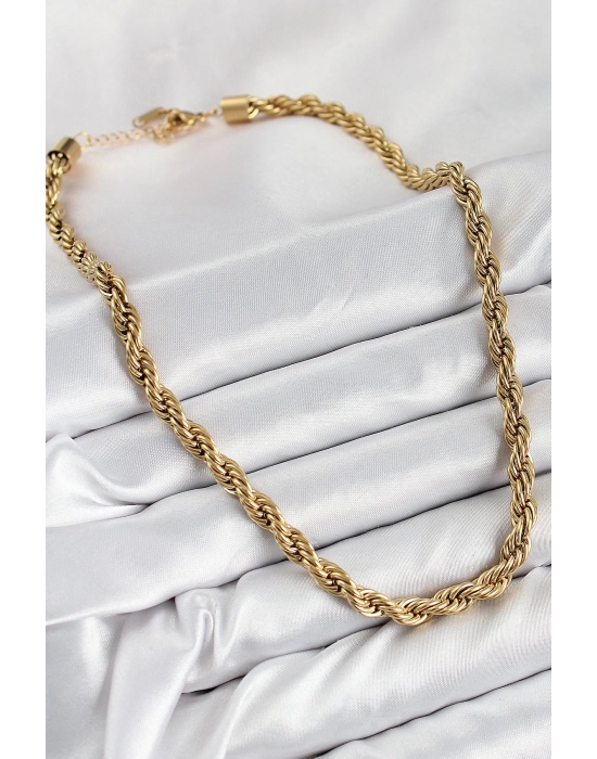 Bfs 316L Çelik Burgu Model Gold Renk Kadın Kolye