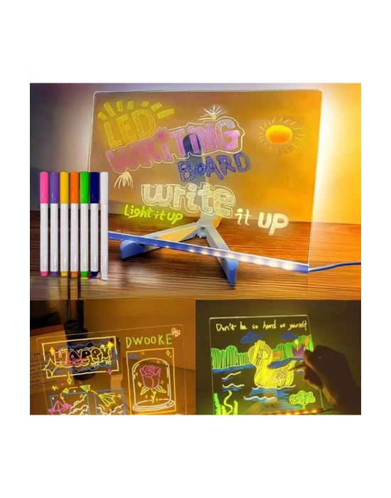 Sunup Sn-27126 Dekoratif Led Aydınlatmalı Şeffaf Işıltılı Yazı - Çizim Panosu Tableti - 7 Renk Kale