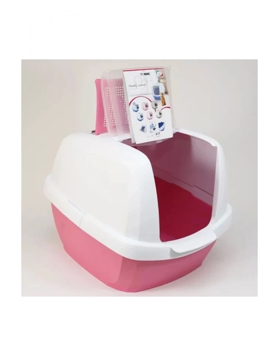 İmac Maddy Junior Üstü Açılır Kapalı Kedi Tuvaleti Pembe 57X43X41 Cm