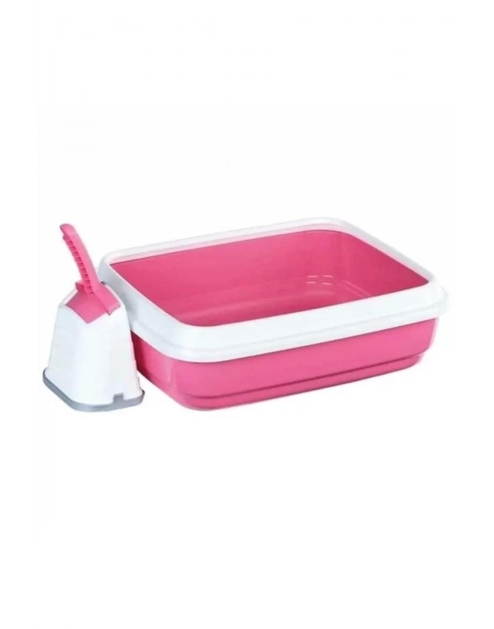 İmac Duo Kürekli Açık Kedi Tuvaleti Pembe 50x40x15 Cm
