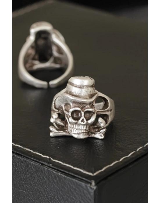 BFS Kuru Kafa Tasarımlı Eskitme Gümüş Renkli Ayarlamalı Model Erkek Yüzük