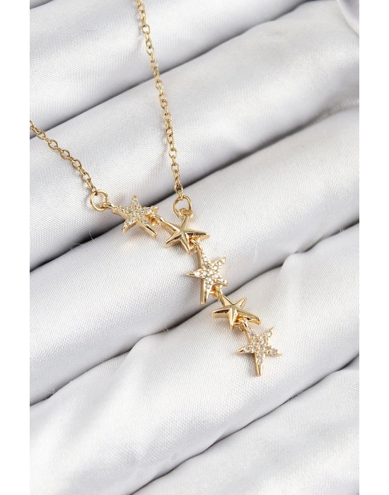 BFS 316L Çelik Yıldız Model Gold Renk Kadın Kolye