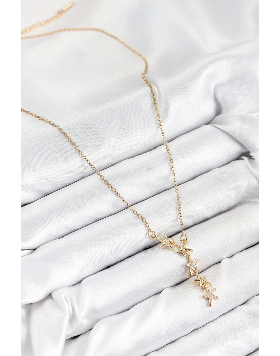 BFS 316L Çelik Yıldız Model Gold Renk Kadın Kolye