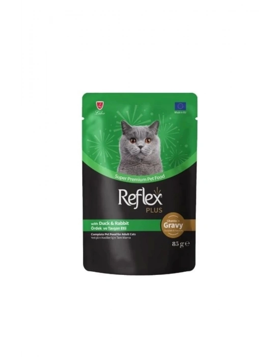 Plus Sos İçinde Ördekli Ve Tavşanlı Pouch Yetişkin Konserve Maması 85 Gr