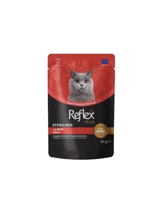 Plus Jöle İçinde Biftekli Pouch Kısırlaştırılmış Konserve Maması 85 Gr