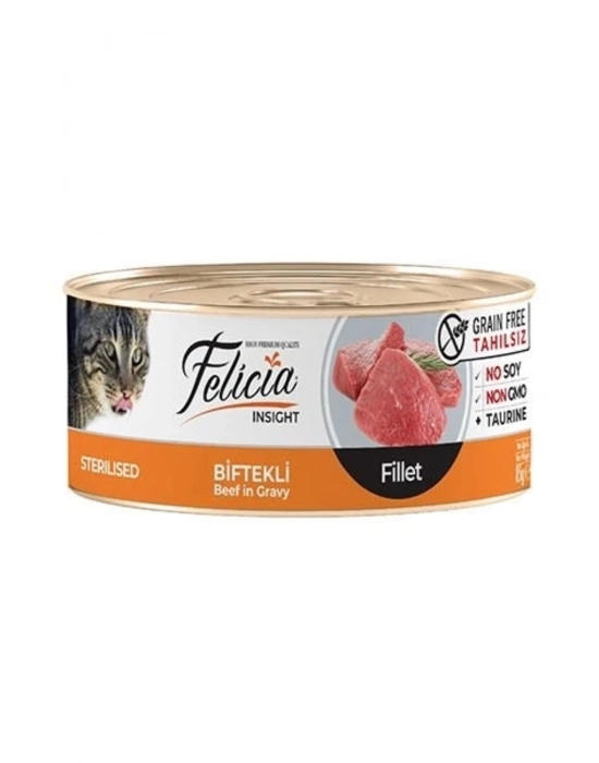 Felicia Tahılsız Biftekli Fileto Kısırlaştırılmış Konserve Kedi Maması 85 Gr