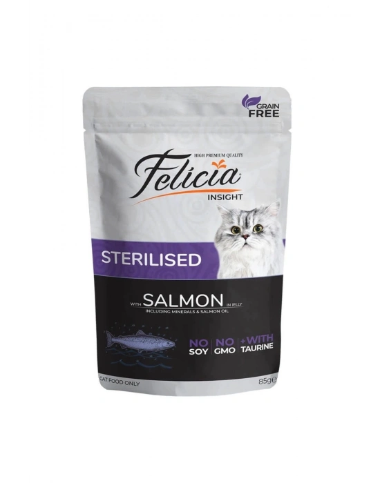 Felicia Tahılsız Somonlu Pouch Kısırlaştırılmış Konserve Kedi Maması 85 Gr