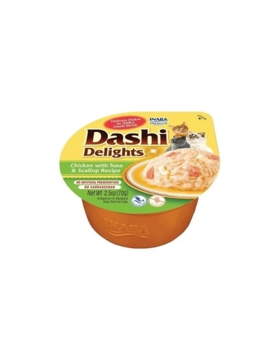 Inaba Ciao Dashi Delights Ton Balıklı Tavuklu Ve Deniz Taraklı Kedi Çorbası 70 Gr