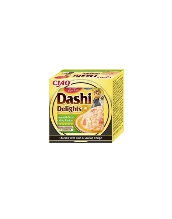 Inaba Ciao Dashi Delights Ton Balıklı Tavuklu Ve Deniz Taraklı Kedi Çorbası 70 Gr