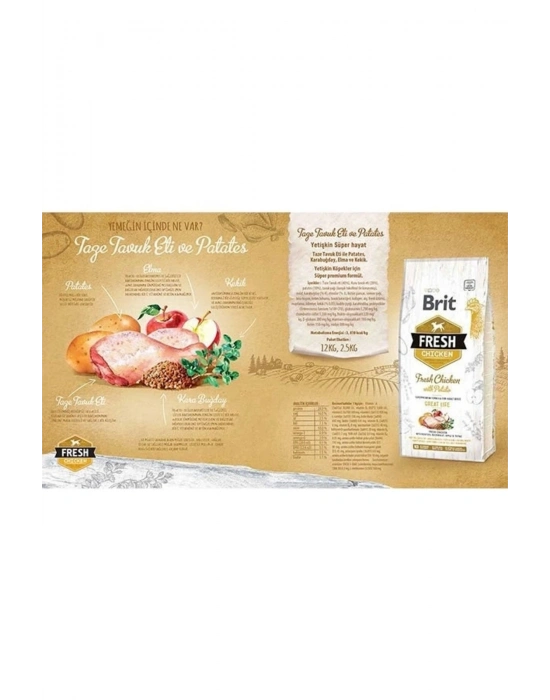Brit Fresh Tavuk Ve Patatesli Yetişkin Köpek Maması 12 Kg