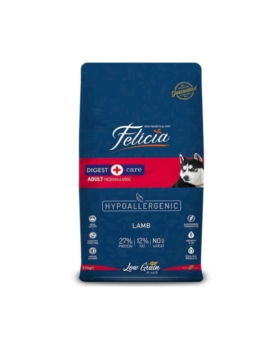 Felicia Düşük Tahıllı Hipoalerjenik Kuzu Etli Orta Ve Büyük Irk Yetişkin Köpek Maması 15 Kg