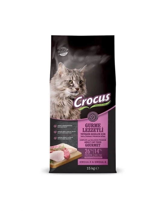 Crocus Adult Gourmet Tavuklu Renkli Taneli Yetişkin Kedi Maması 15 Kg