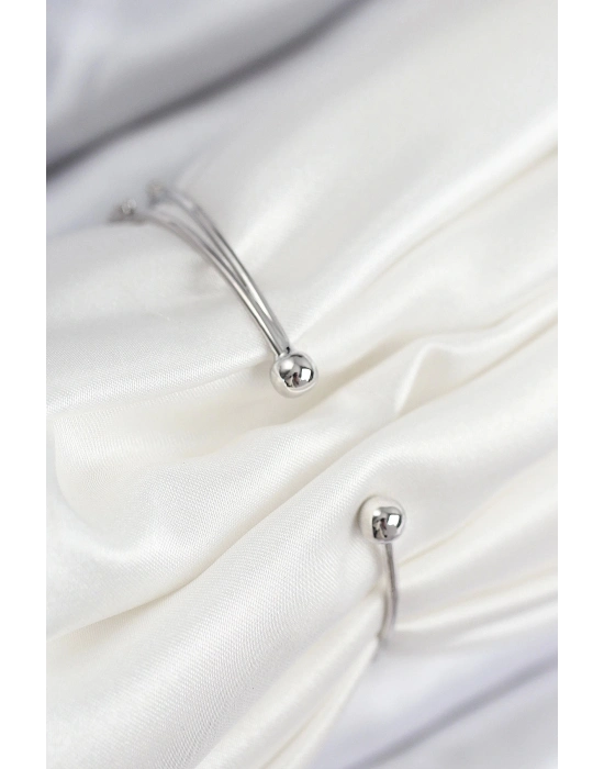 Bfs Pirinç Zirkon Taşlı Kalp Model Gümüş Renk Kadın Bileklik