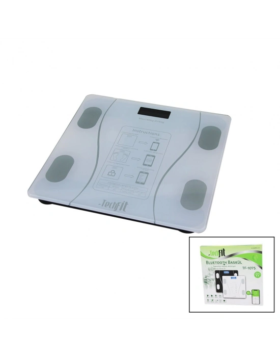 Bluetooth Vücut Analizli Dijital Baskül Terazi 180kg/50g Yağ -su -kas Oran -bmı -oda ℃ Tf-1075