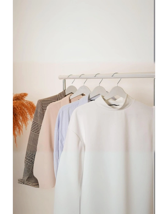 6’lı Ahşap Görünümlü Askı Beyaz 44 cm