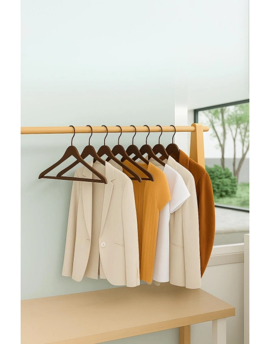 6’lı Ahşap Görünümlü Askı Kahve 44 cm