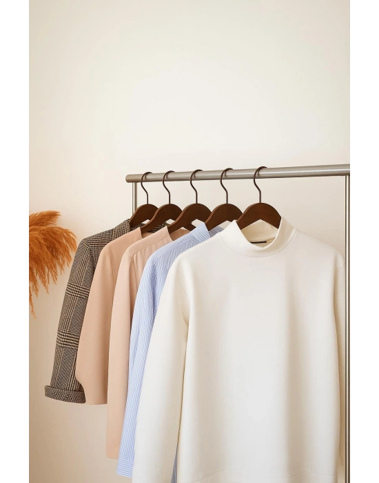 6’lı Ahşap Görünümlü Askı Kahve 44 cm