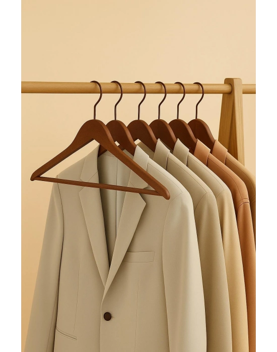 6’lı Ahşap Görünümlü Askı Kahve 44 cm