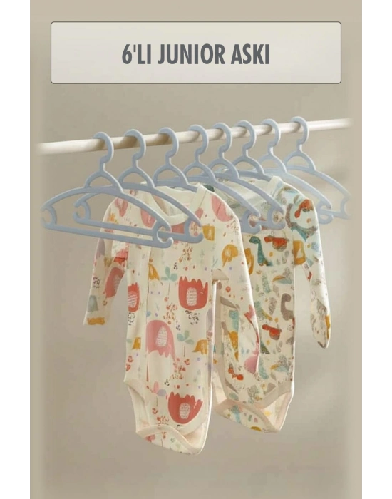 6’lı Bebek Askısı & Bebek Gardırop Askısı Gri Set