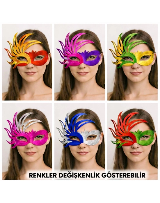 6’lı Çift Renkli Venedik Karton Parti Maskesi Seti