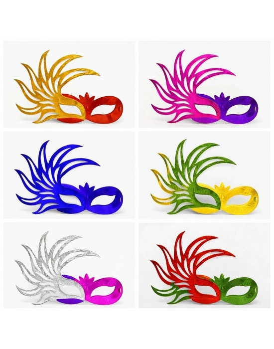 6’lı Çift Renkli Venedik Karton Parti Maskesi Seti