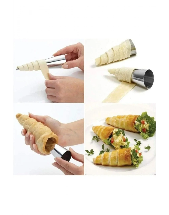 6’lı Paslanmaz Çelik Korne Huni Kalıbı Kruvasan Tatlı Pasta Şekillendirici