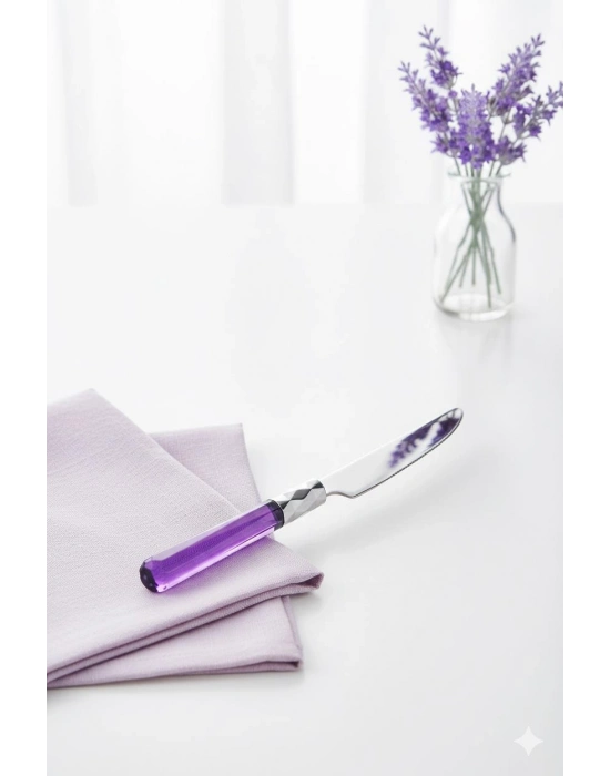 6’lı Paslanmaz Çelik Mor Tatlı Bıçağı Seti