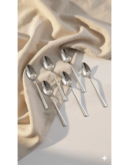 6’lı Paslanmaz Çelik Tatlı Kaşık Seti Lüks Murat