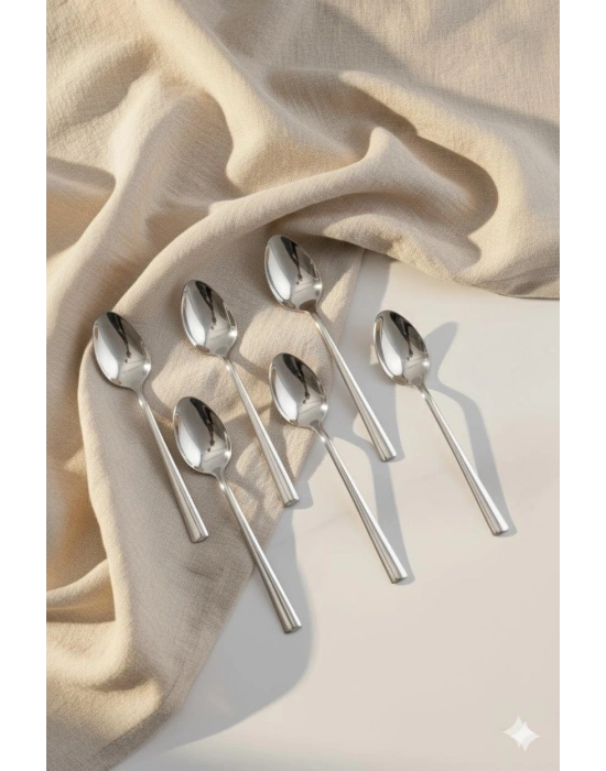 6’lı Paslanmaz Çelik Yemek Kaşığı Seti Sofra Çatal Kaşık Bıçak 20 cm
