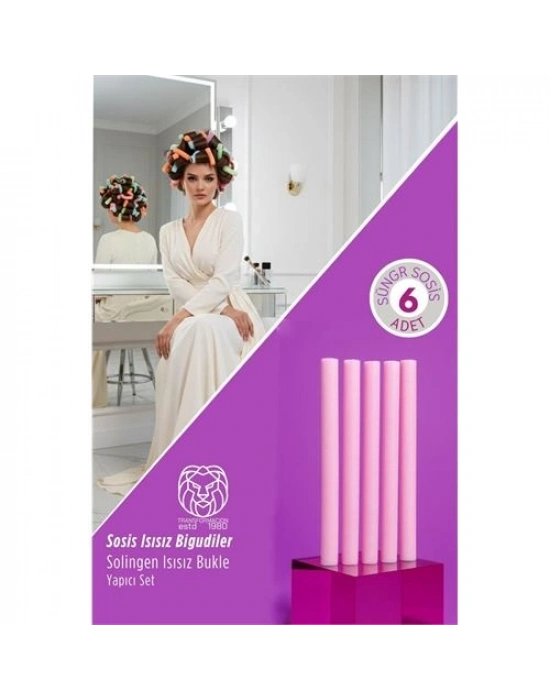 ® 6’lı Profesyonel Sünger Sosis Saç Bigudisi – Isısız Doğal Dalgalar Solingen Professional 719759