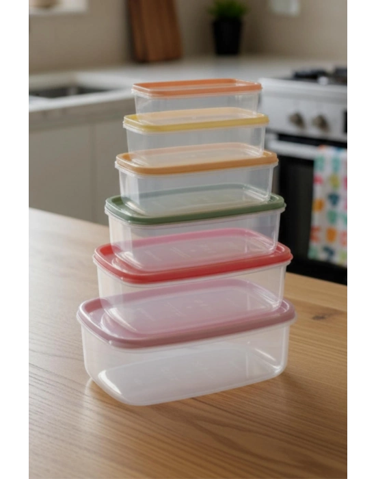 6’lı Renkli Saklama Kabı Seti 3 lt Mutfak Düzenleyici