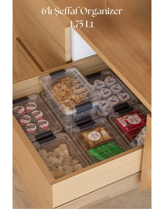 6’lı Şeffaf Saklama Kutusu & Düzenleme Kutusu 1,75 Lt